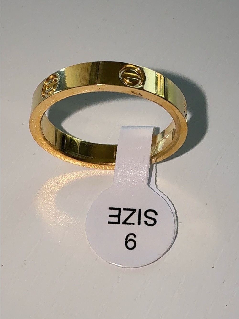 14K Gold Plated Screw Accent Band Ring | Unisex Size 9